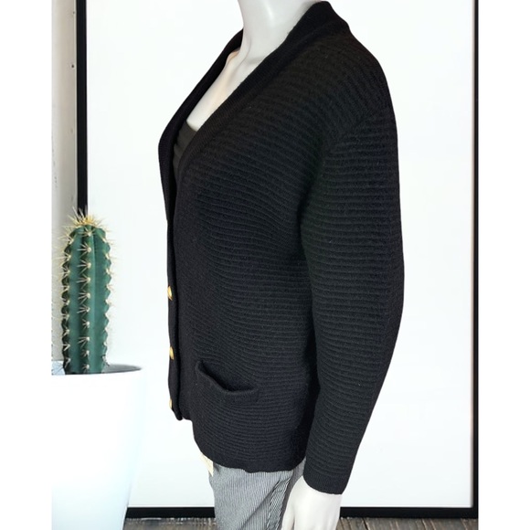 Vintage Premier Collection Petites Sz L Gold buttons Thread Wool Blend Cardigan - Picture 3 of 6